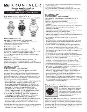 7084 | 7148 | 3551 | 1001431 | Krontaler 5578 Stainless steel watch Manuel utilisateur | Fixfr
