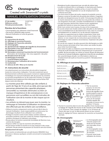 19-6450 | 19-8577 | 19-6081 | 19-7879 | 19-1946 | CFS 19-1000350 Swarovski Wrist Watch Manuel utilisateur | Fixfr