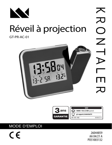 Krontaler GT-PR-AC-01 Projection Clock Manuel utilisateur | Fixfr