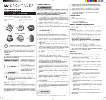 Krontaler GT-KT-20-01/KT-20-02/KT-20-03/KT-20-04/KT-20-05/KT-20-06 kitchen timer Manuel utilisateur | Fixfr