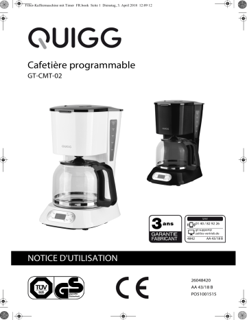 Quigg GT-CMT-02 Coffee Maker Manuel utilisateur | Fixfr