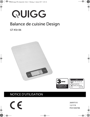 Quigg GT-KSt-06 Kitchen Scale Manuel utilisateur | Fixfr