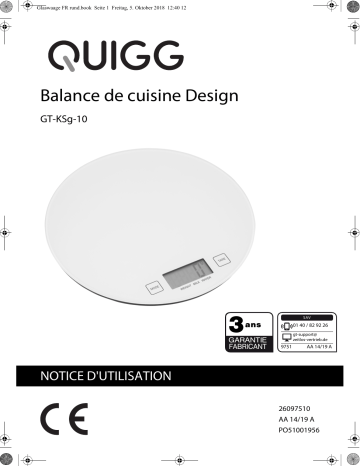 Quigg GT-KSg-10 Kitchen Scale Manuel utilisateur | Fixfr