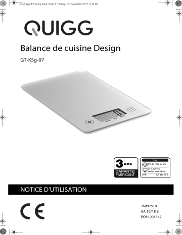 Quigg GT-KSg-07 Kitchen Scale Manuel utilisateur | Fixfr