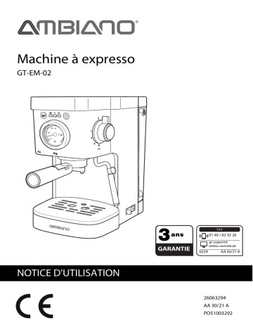 GT-EM-02-CH | Ambiano GT-EM-02 Espresso Maker Manuel utilisateur | Fixfr