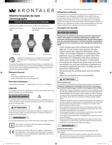 Krontaler GT-W-CL-01/W-CL-02/W-CL-03/W-CL-04/W-CL-05 Watch Chrono Look Manuel utilisateur | Fixfr