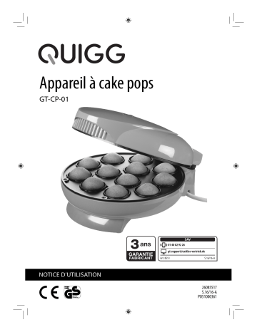 Quigg GT-CP-01 Cake Pop Maker Manuel utilisateur | Fixfr