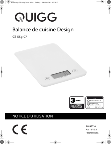 Quigg GT-KSg-07 Kitchen Scale Manuel utilisateur | Fixfr
