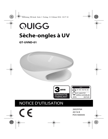 Quigg GT-UVND-01 UV Manuel utilisateur | Fixfr