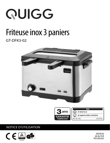 Quigg GT-DFK3-02 Deep Fryer 3 Baskets Manuel utilisateur | Fixfr