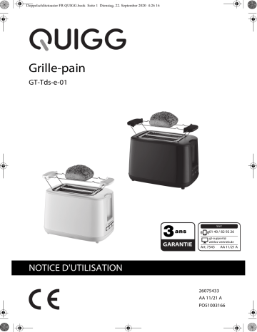 Quigg GT-Tds-e-01 Toaster Manuel utilisateur | Fixfr