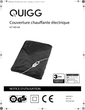 Quigg GT-HD-04 heating blanket Manuel utilisateur | Fixfr