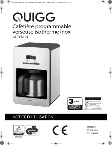 Quigg GT-TCM-03 Thermo Coffee Maker Manuel utilisateur | Fixfr