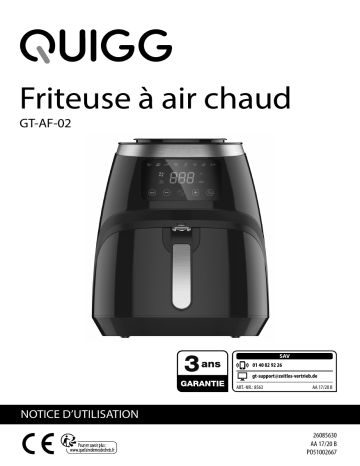 Quigg GT-AF-02 Hot Air Fryer Manuel utilisateur | Fixfr