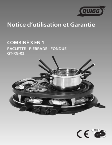 Quigg GT-RG-02 Raclette Grill 3-in-1 Manuel utilisateur | Fixfr