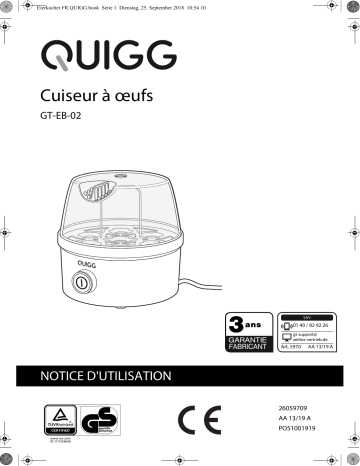 Quigg GT-EB-02 Egg Boiler Manuel utilisateur | Fixfr