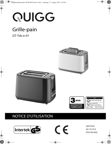 Quigg GT-Tds-e-01 Toaster Manuel utilisateur | Fixfr