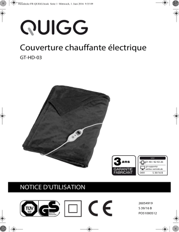 Quigg GT-HD-03 Electric Blanket Manuel utilisateur | Fixfr