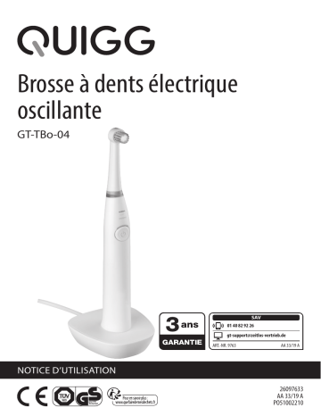 Quigg GT-TBo-04 Oscillating Toothbrush Manuel utilisateur | Fixfr