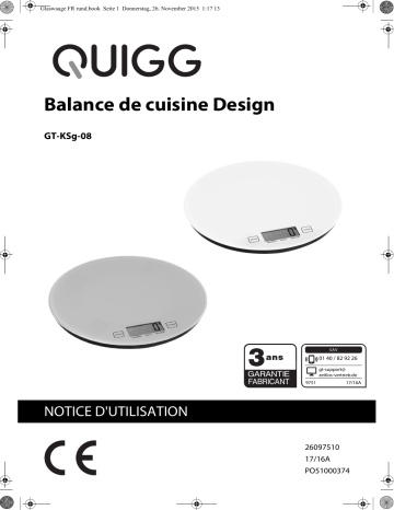 Quigg GT-KSg-08 Kitchen Scale Manuel utilisateur | Fixfr