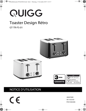 Quigg GT-TR-FS-01 Toaster Manuel utilisateur | Fixfr