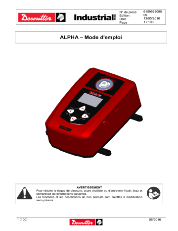 ALPHA D16 (6159351420) | ALPHA D1 (6159351400) | Desoutter ALPHA D5 (6159351410) Torque Measurement System Mode d'emploi | Fixfr