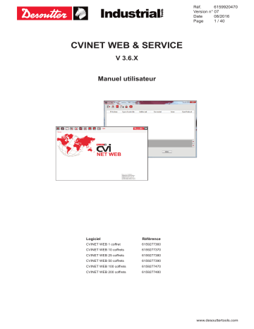 CVI NET WEB 1 CONTROLER (6159277360) | CVI NET WEB 100 CONTROLLERS (6159277470) | CVI NET WEB 200 CONTROLLERS (6159277480) | CVI NET WEB 50 CONTROLLERS (6159277390) | CVI NET WEB 10 CONTROLLERS (6159277370) | Desoutter CVI NET WEB 25 CONTROLLERS (6159277380) Manuel utilisateur | Fixfr