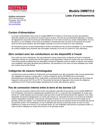 Tektronix DMM7512 Manuel utilisateur | Fixfr