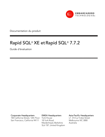 Embarcadero RAPID SQL XE / 7.7.2 Mode d'emploi | Fixfr