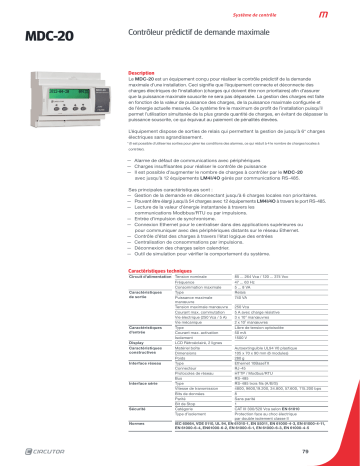 Circutor M61410. Maximum Demand predictive Control Fiche technique | Fixfr