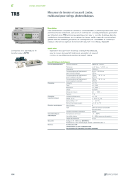 Circutor TR8 Photovoltaic string control equipment Fiche technique