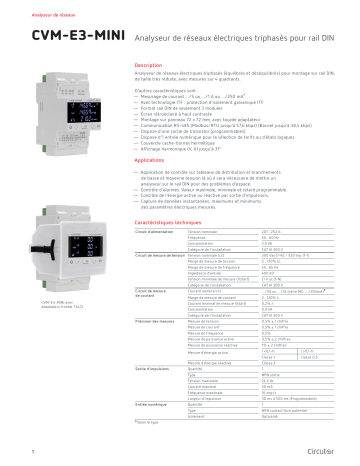 Circutor CVM-E3-MINI Three-phase power analyzer Fiche technique | Fixfr