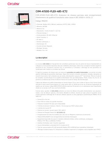 Circutor CVM-A Power analyzer Fiche technique | Fixfr