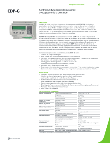 Circutor E52001. Dynamic power controller Fiche technique | Fixfr