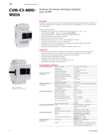 Circutor CVM-E3-MINI-WiEth Three-phase electrical grid analyser Fiche technique | Fixfr