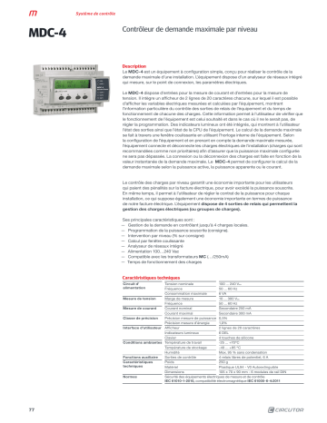 Circutor M61430. Maximum demand by level control Fiche technique | Fixfr