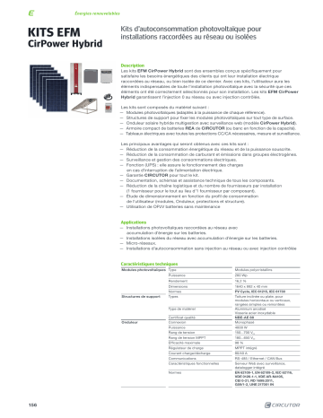 Circutor EFM-HYB CirPower kits Self-consumption photovoltaic kit Fiche technique | Fixfr