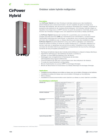 Circutor E15311. Multi-management hybrid solar inverter Fiche technique | Fixfr