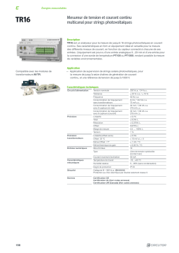 Circutor TR16 Photovoltaic string control equipment Fiche technique