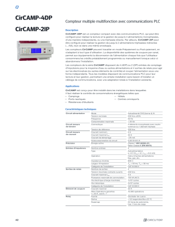 Circutor CirCAMP Multi-function multiple meter Fiche technique | Fixfr