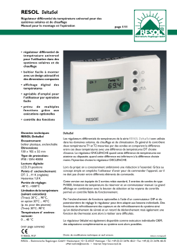 Resol DeltaSol Manuel du propriétaire