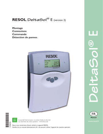 Resol DeltaSol E V2 Manuel du propriétaire | Fixfr