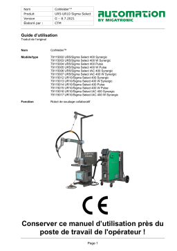 Migatronic CoWelder Sigma Select 400 Manuel du propriétaire