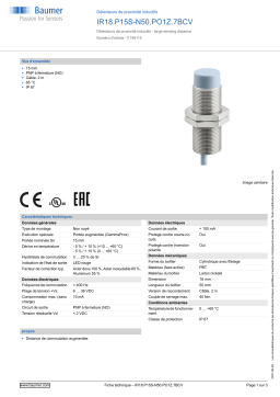 Baumer IR18.P15S-N50.PO1Z.7BCV Inductive proximity switch Fiche technique