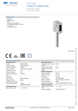 Baumer O300H.TL-ZZZZ.PVNV Through beam sensor Fiche technique