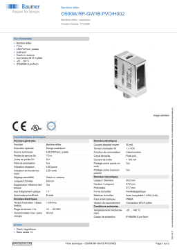 Baumer O500W.RP-GW1B.PVO/H002 Retro-reflective sensor Fiche technique