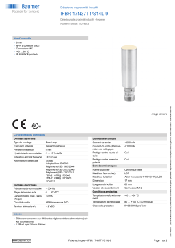 Baumer IFBR 17N37T1/S14L-9 Inductive proximity switch Fiche technique