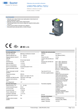 Baumer U300.P50-GP2J.72CU Ultrasonic proximity sensor Fiche technique