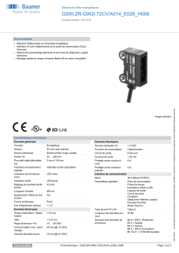 Baumer O200.ZR-GW2I.72CV/A014_E026_H006 Diffuse sensor Fiche technique