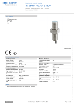 Baumer IR12.P04F-F40.PO1Z.7BCV Inductive proximity switch Fiche technique